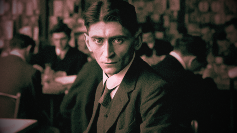 Escritor Franz Kafka em uma sala de aula.