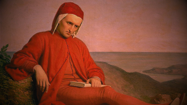 Escritor Dante Alighieri. Pintura antiga